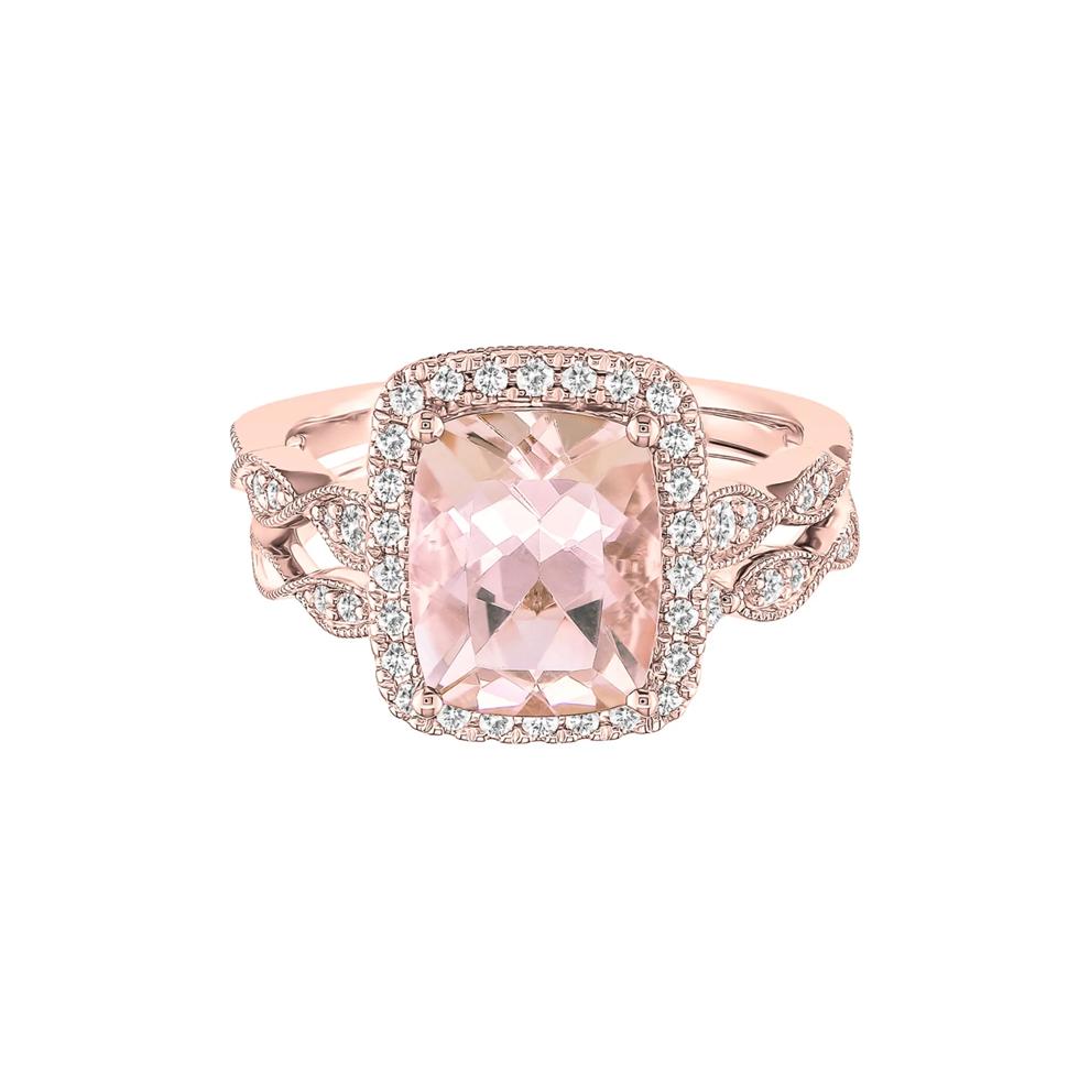 Morganite &amp; 1/3 ct. tw. Diamond Ring in 14K Rose Gold – Image 1 of 3