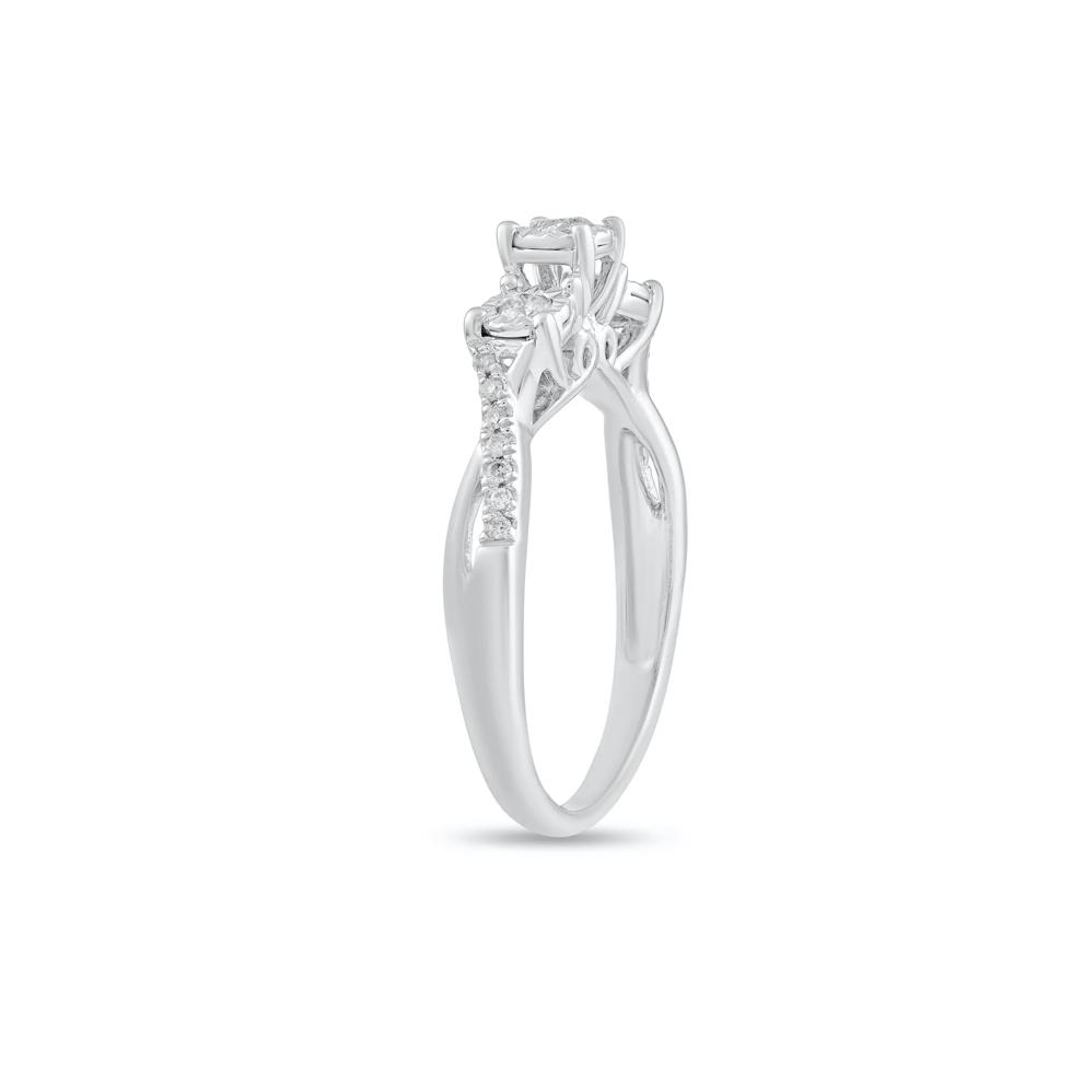 Diamond Illusion Plate Three-Stone Ring in Sterling Silver (1/4 ct. tw.) – Image 3 of 4