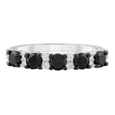 Black & White Diamond Anniversary Band in 10K White Gold (1 ct. tw.)