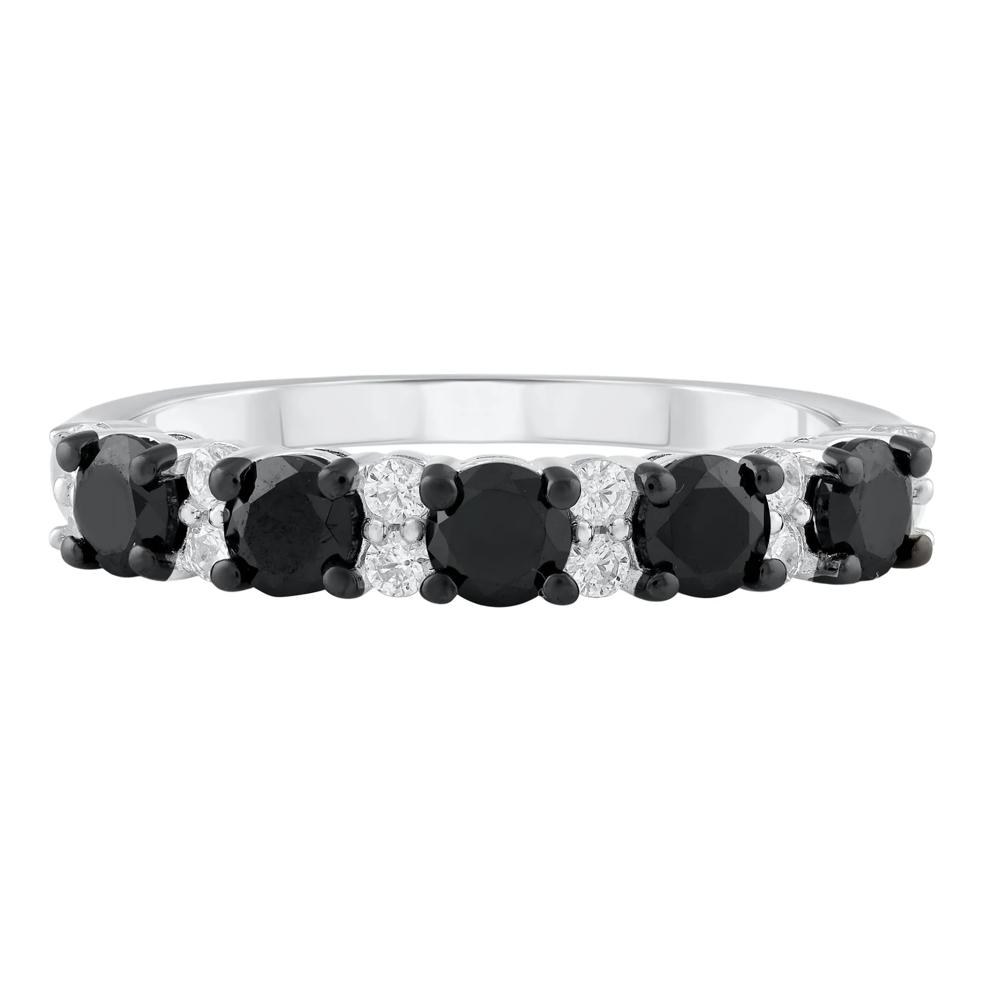Black &amp; White Diamond Anniversary Band in 10K White Gold (1 ct. tw.) – Image 1 of 3