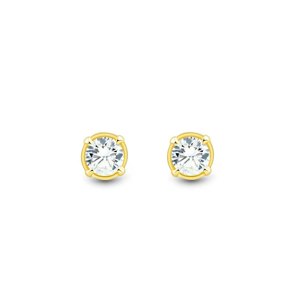 Lab Grown Diamond and Lab-Created Opal Stud Earring Box Set in Vermeil &amp; 10K Yellow Gold (1/2 ct. tw.) – Image 5 of 7