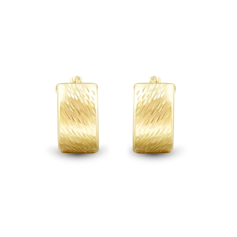 Textured Huggie Hoop Earrings in 14K Yellow Gold – Image 2 of 2