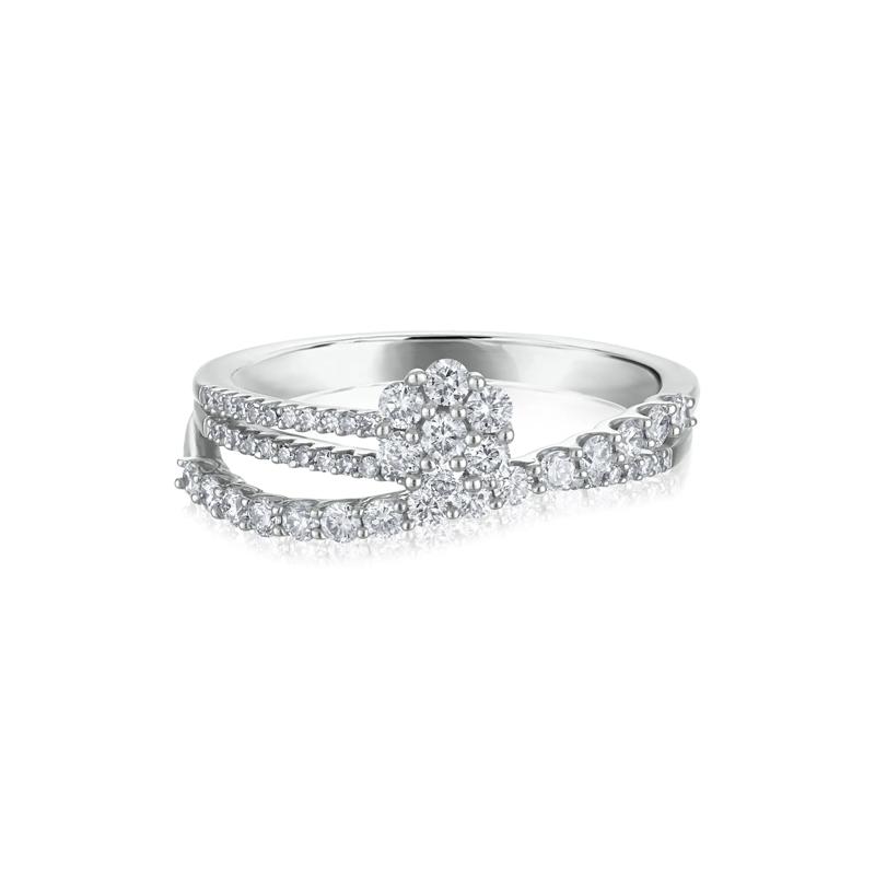 Diamond Floral Bypass Ring in 14K White Gold &#40;5/8 ct. tw.&#41; – Image 1 of 3