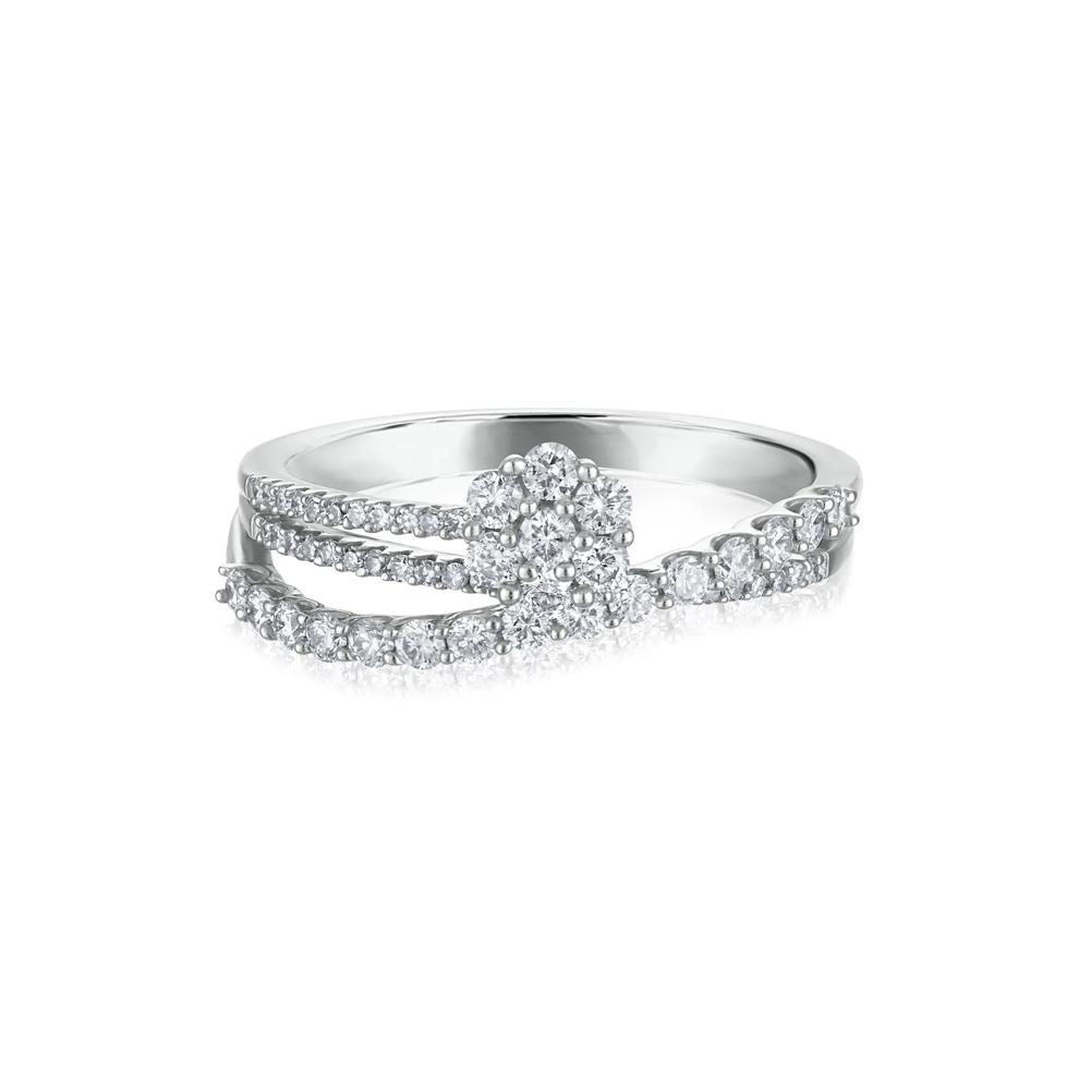 Diamond Floral Bypass Ring in 14K White Gold (5/8 ct. tw.) – Image 1 of 3