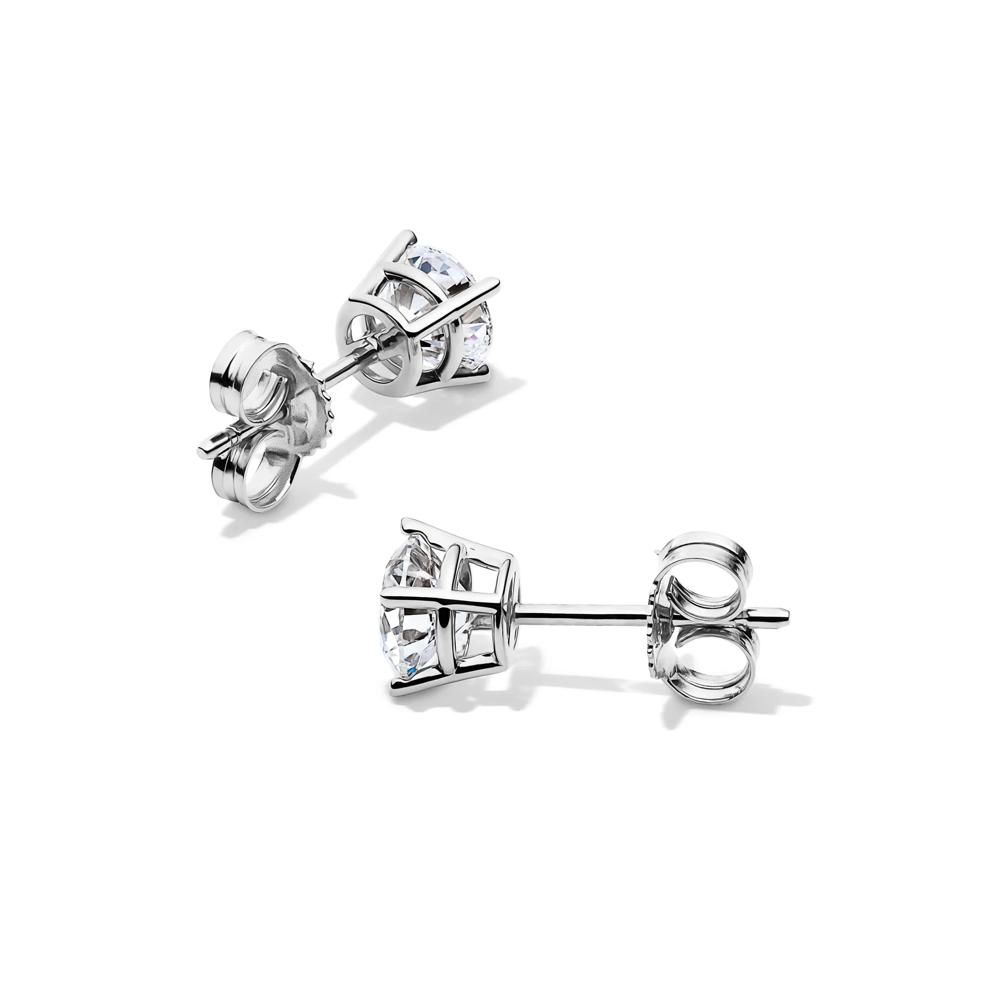 Diamond Round Solitaire Stud Earrings in 14K White Gold (1 ct. tw.) – Image 2 of 4
