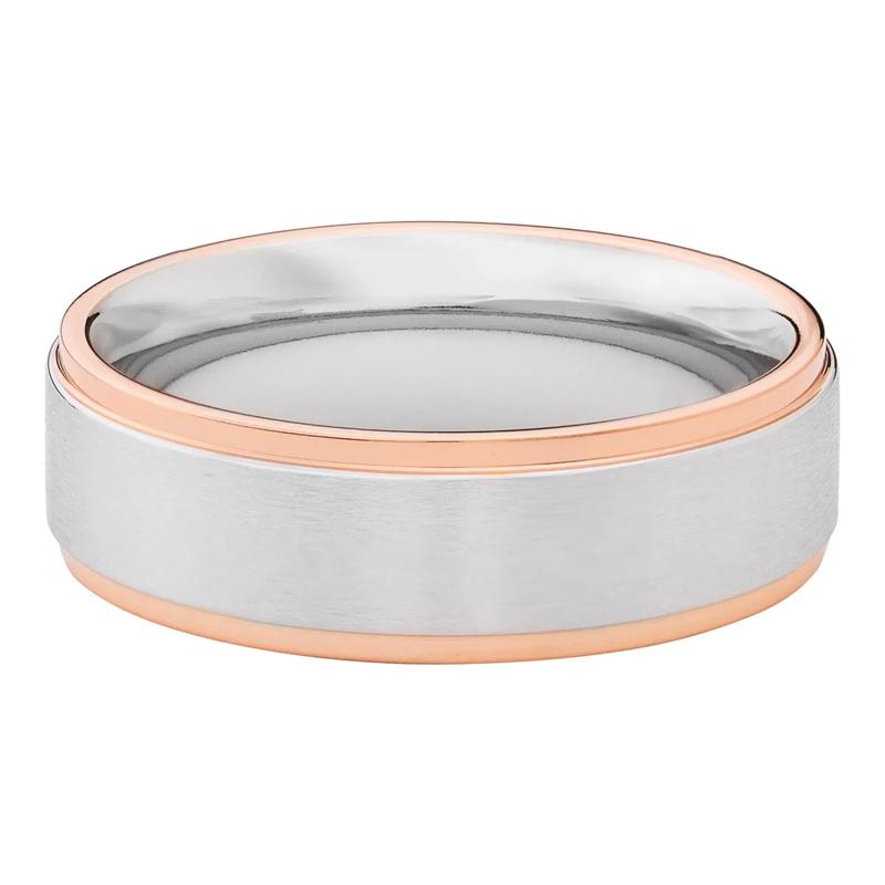 Men&rsquo;s Cobalt Wedding Band with 14K Rose Gold Accents, 7MM – Image 1 of 3