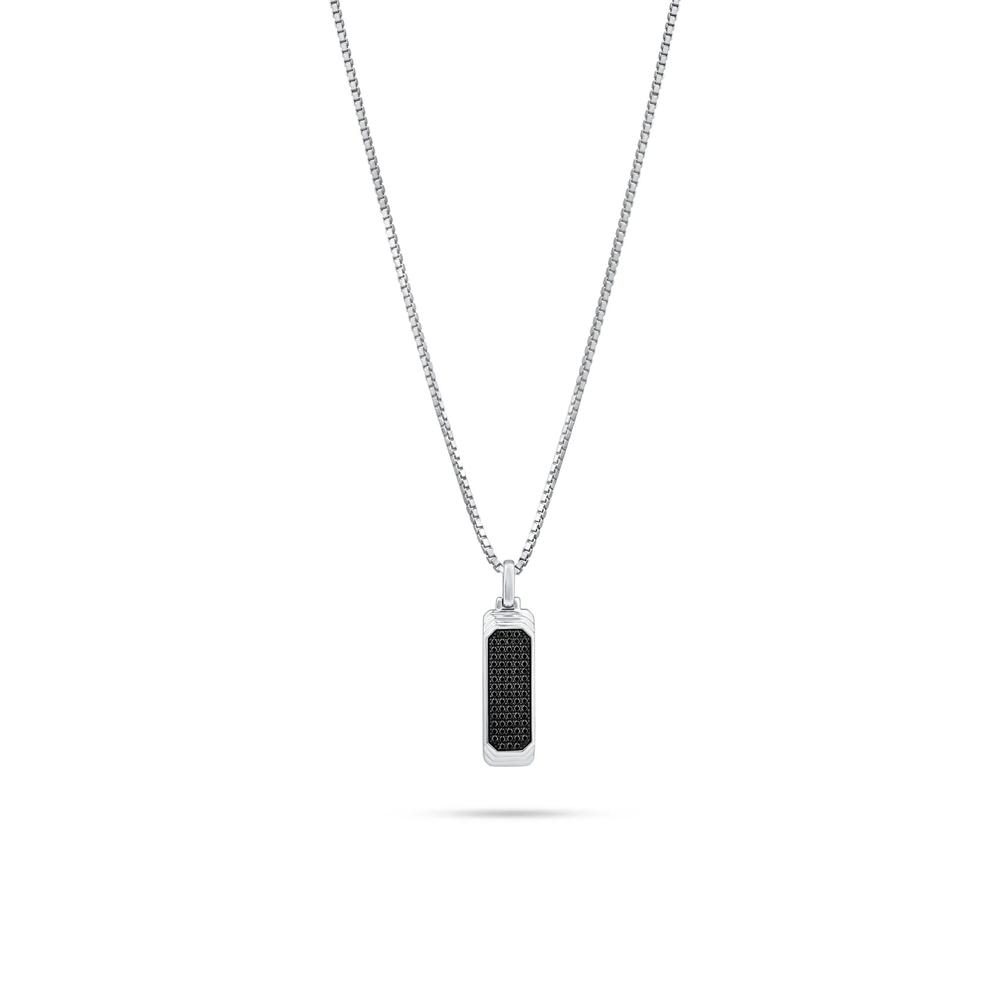 Men's Black Diamond Dog Tag Pendant Necklace in Sterling Silver (5/8 ct. tw.) – Image 1 of 4