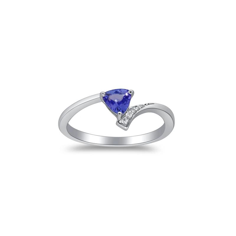 Tanzanite and Diamond Accent Ring in Sterling Silver – Image 1 of 5
