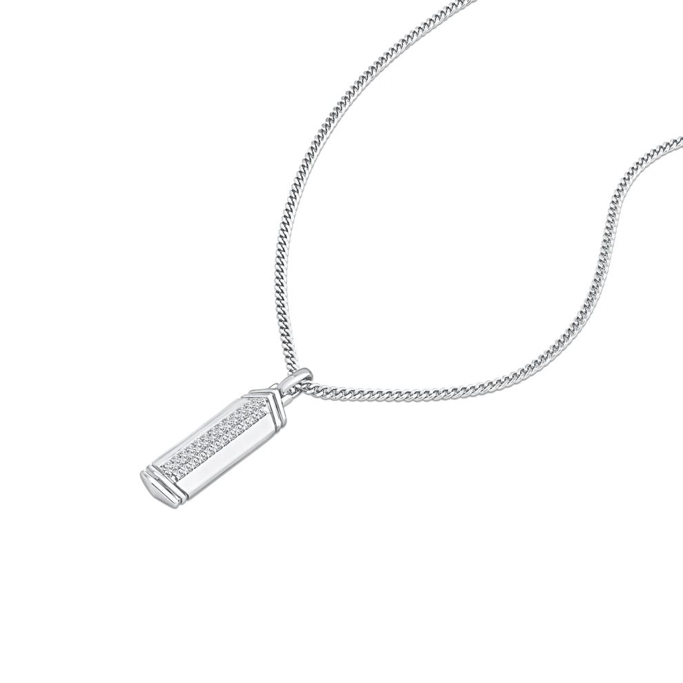 Men's Diamond Stick Pendant Necklace in Sterling Silver, 22" (1/2 ct. tw.) – Image 4 of 4