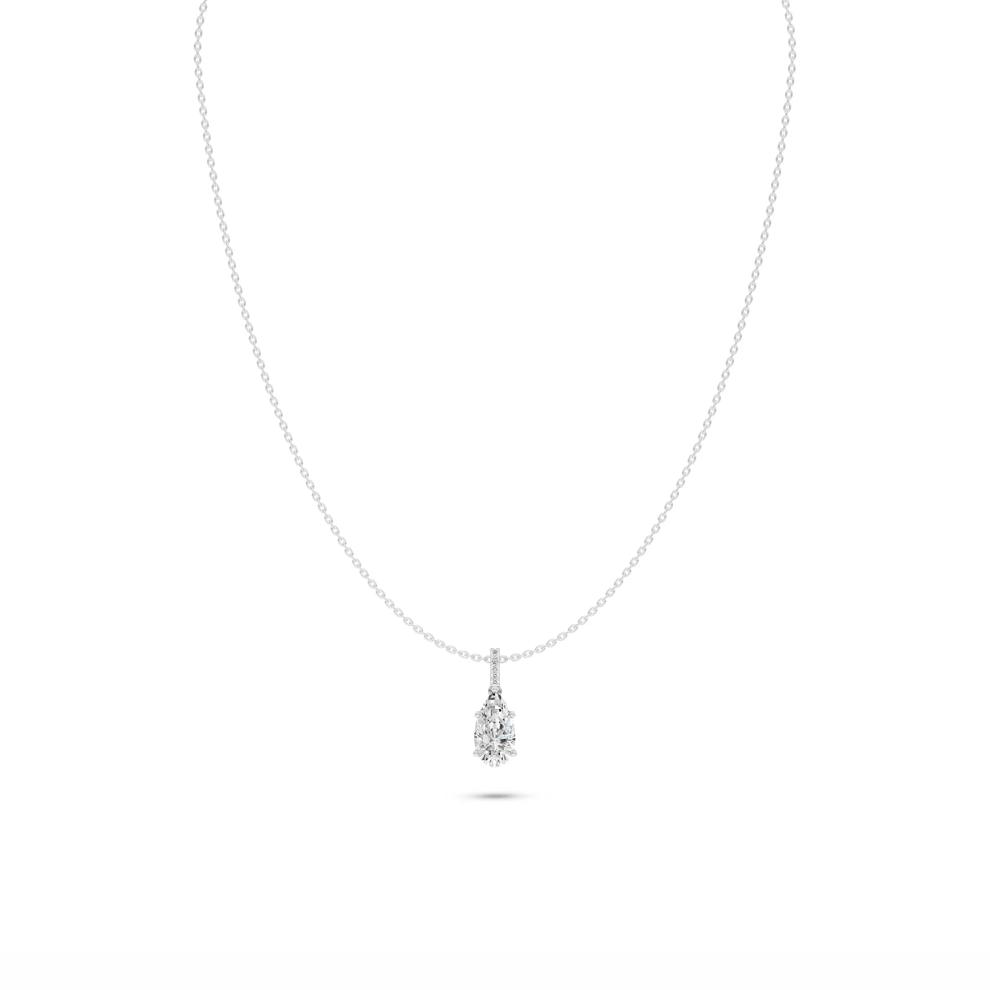 Lab Grown Diamond Pear-Shaped Drop Pendant Necklace in 14K White Gold (3 ct. tw.) – Image 1 of 4