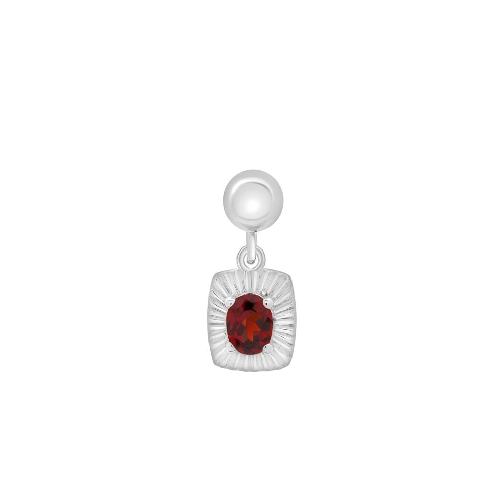 Garnet Medallion Birthstone Bead Charm in Sterling Silver – Image 1 of 3