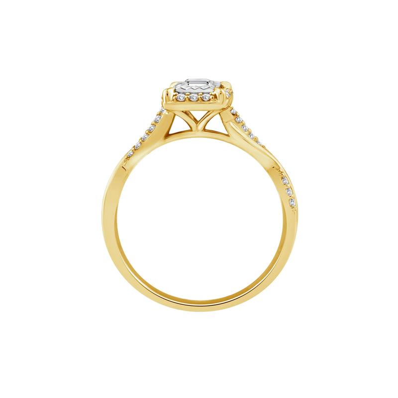 Lab Grown Diamond Emerald-Cut Twist Shank Promise Ring in 10K Yellow Gold &#40;1/2 ct. tw.&#41; – Image 2 of 3