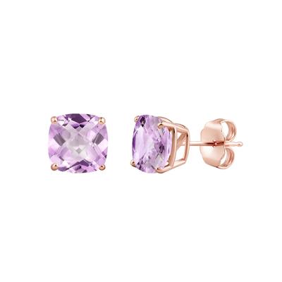 Amethyst Stud Earrings in 10K Rose Gold