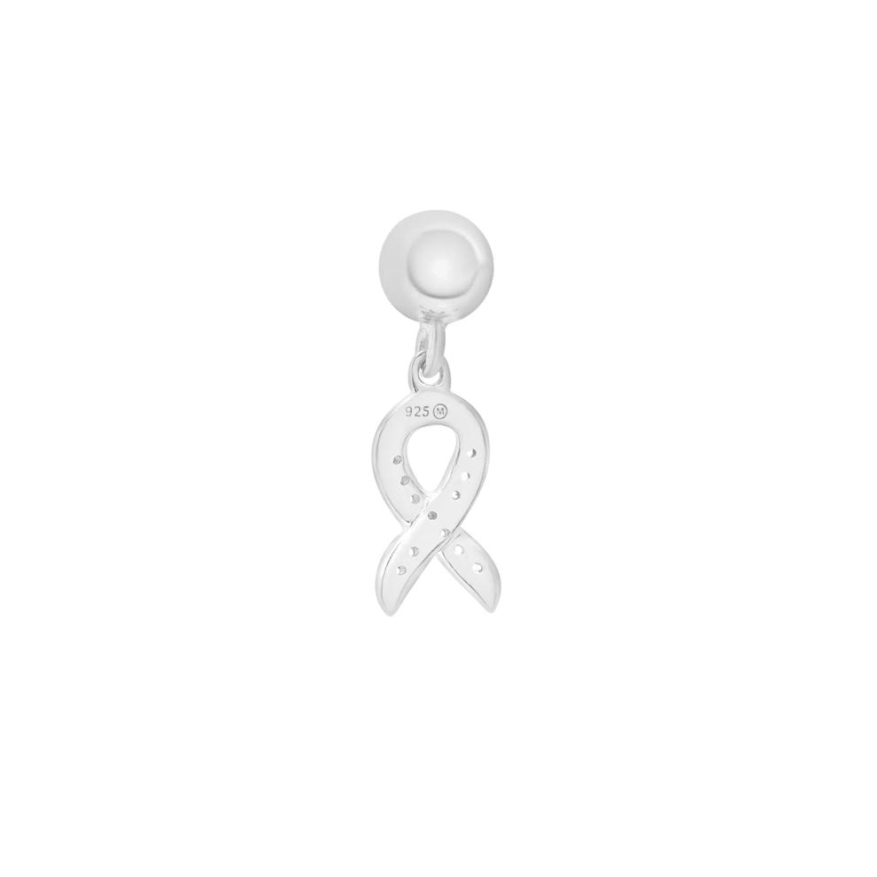 Diamond Accent Ribbon Bead Charm in Sterling Silver – Image 3 of 3