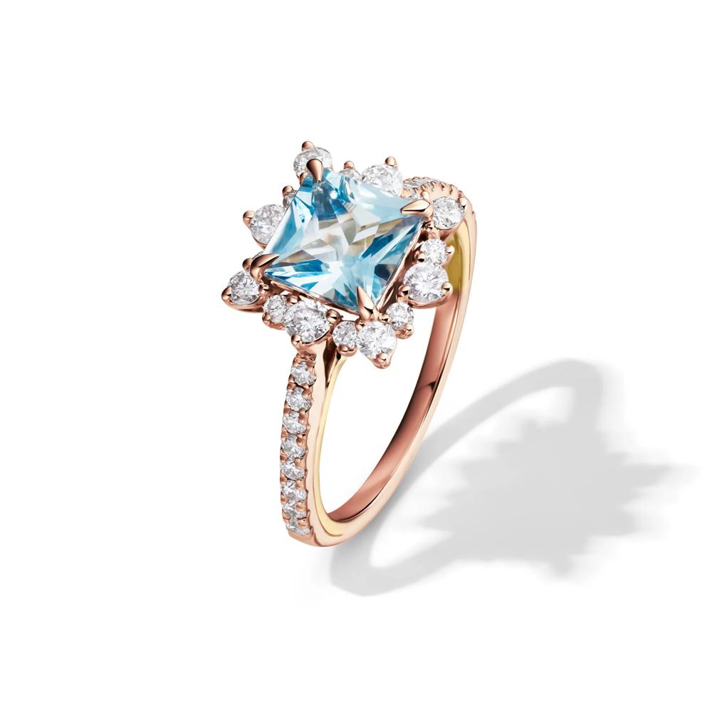 Kate Aquamarine &amp; Diamond Engagement Ring in 14K Rose Gold (3/4 ct. tw.)  – Image 4 of 5