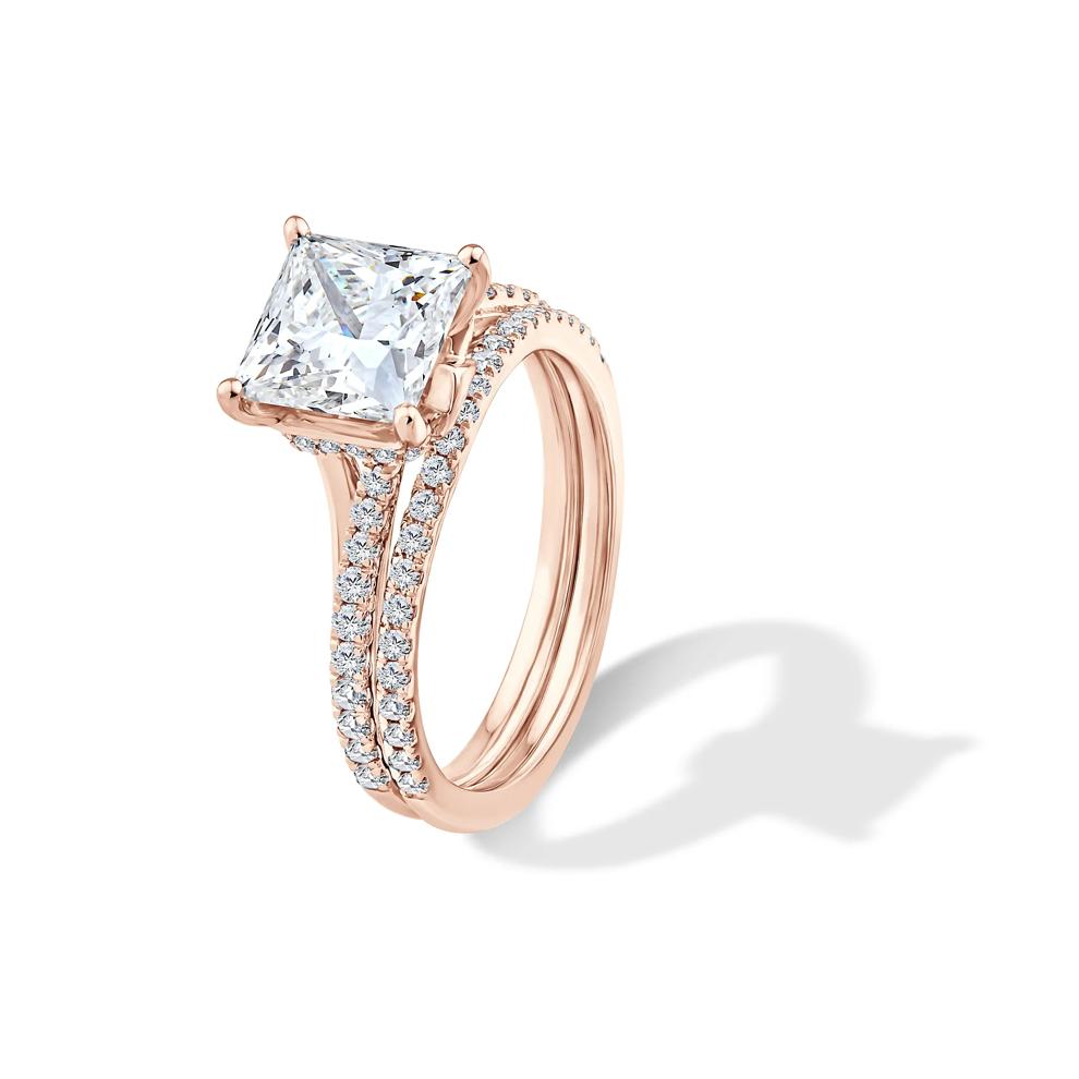 Lab Grown Diamond Princess-Cut Engagement Set in 18K Rose Gold (3 ct. tw.) – Image 5 of 6