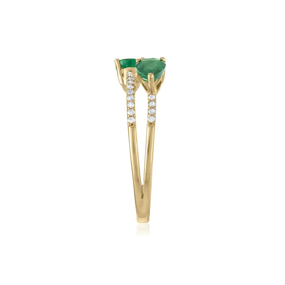 Diamond and Emerald Double Row Band in 14K Yellow Gold (1/7 ct. tw.) – Image 3 of 3