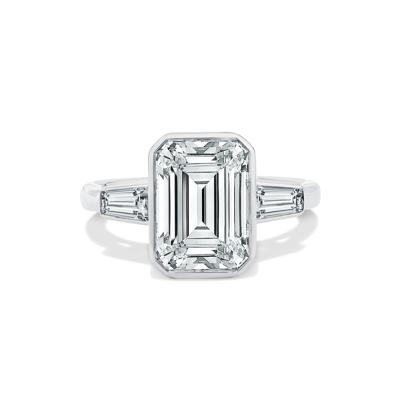 Lab Grown Diamond Emerald & Baguette Engagement Ring in 14K White Gold (4 1/4 ct. tw.)