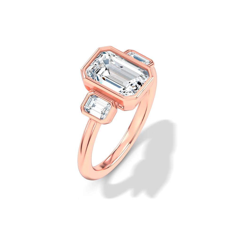 Lab Grown Diamond Bezel-Set Three-Stone Engagement Ring in 14K Rose Gold (3 ct. tw.) – Image 4 of 4