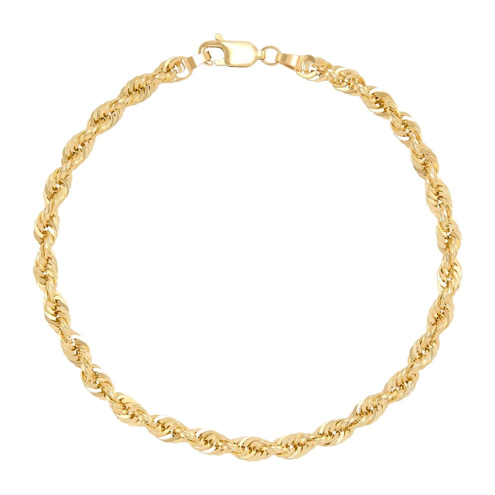 Heavy Hollow Glitter Rope Bracelet in 10K Yellow Gold, 3.85-4mm, 8" – Image 2 of 2