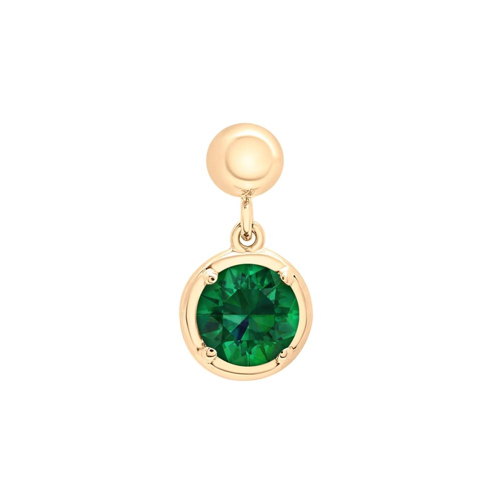 Lab-Created Emerald Birthstone Bead Charm in Vermeil – Image 1 of 3