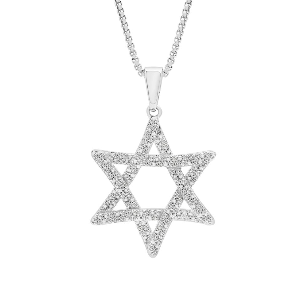 Men's Star of David Pendant in Sterling Silver (1/2 ct. tw.) – Image 1 of 4