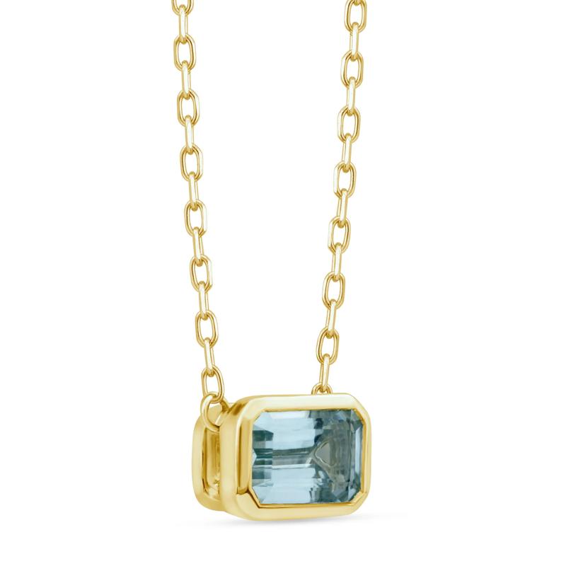Emerald-Cut Aquamarine Necklace in 10K Yellow Gold – Image 4 of 4