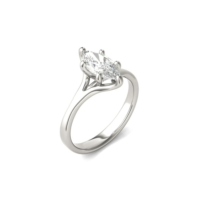 Lab Created Moissanite Marquise-Shaped Solitaire Engagement Ring in 14K White Gold – Image 5 of 5