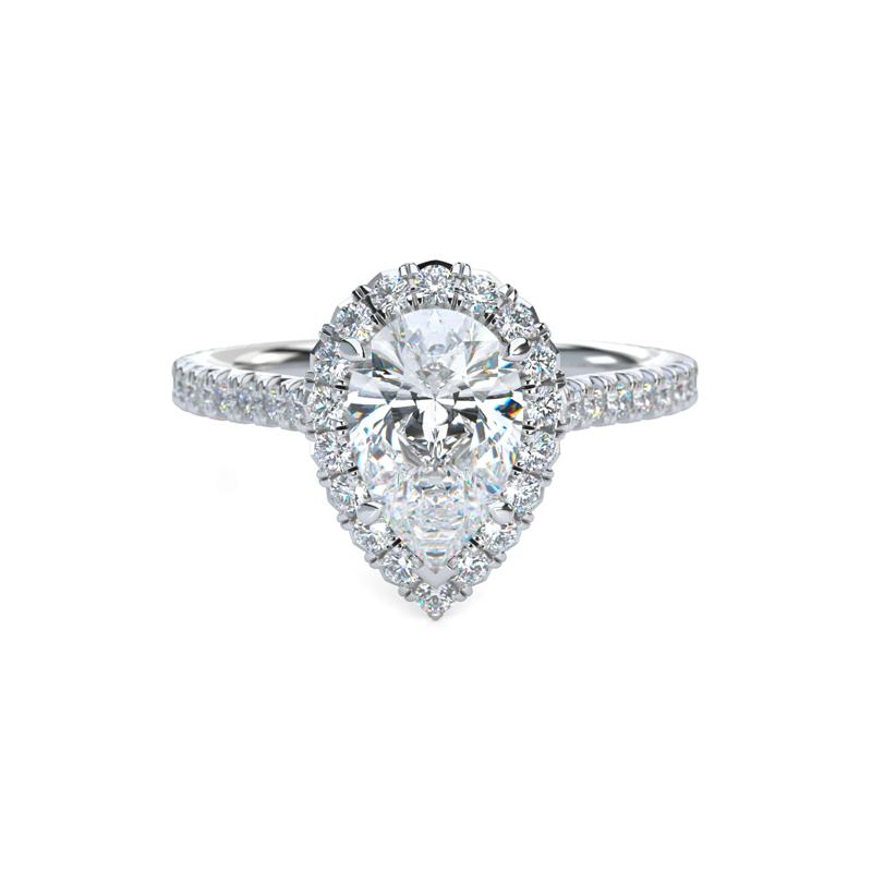 Pear-Shaped Diamond Halo Engagement Ring in Platinum &#40;1-1/2 ct. tw.&#41; – Image 1 of 5