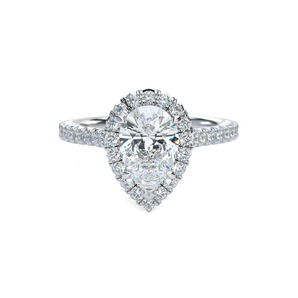 Pear-Shaped Diamond Halo Engagement Ring in Platinum (1-1/2 ct. tw.) – Image 1 of 5