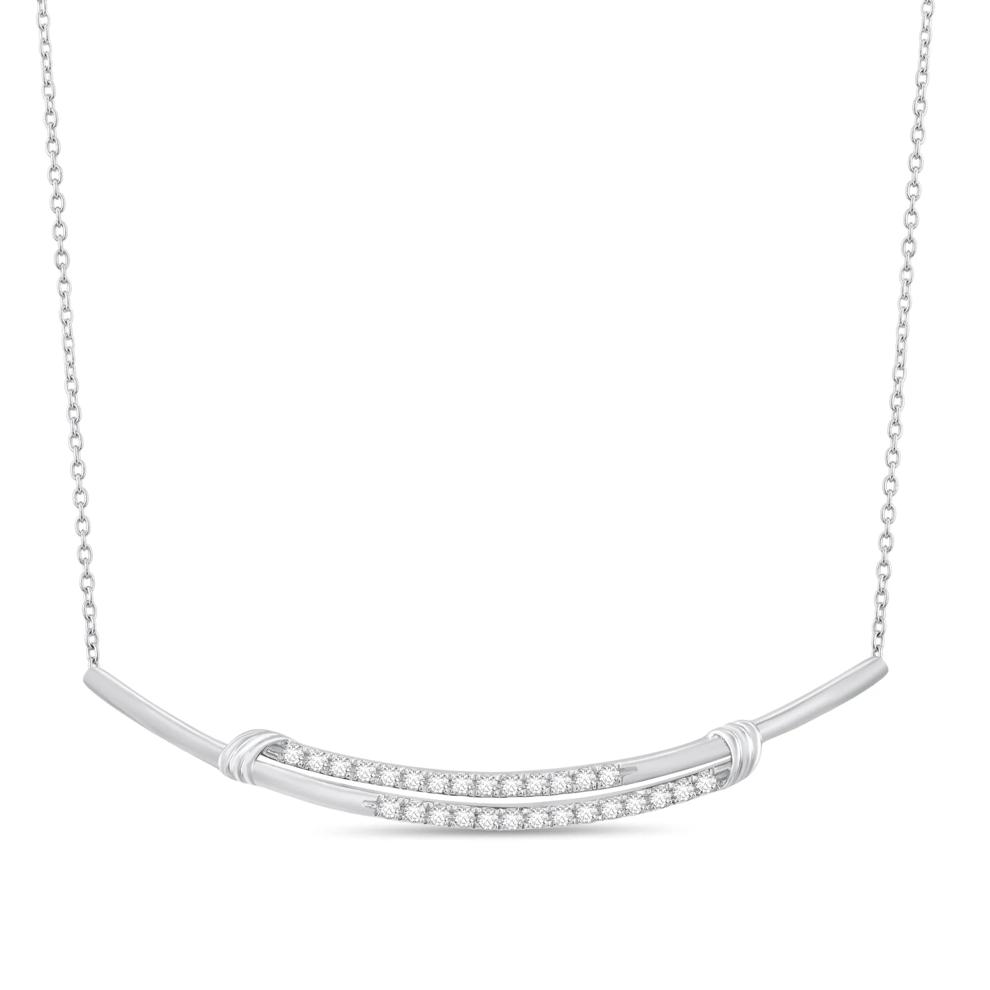 Diamond Double Frontal Necklace in Sterling Silver (1/2 ct. tw.) – Image 1 of 2