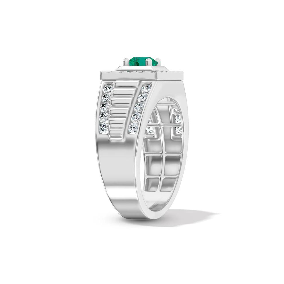 Men's Lab-Created Emerald &amp; Lab Grown Diamond Ring in 10K White Gold (1/2 ct. tw.) – Image 3 of 4