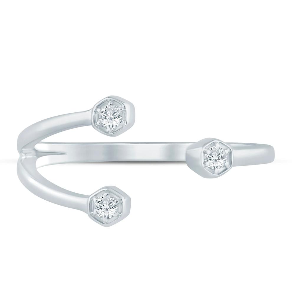 Diamond Accent Open Three-Stone Ring in 10K White Gold – Image 1 of 3