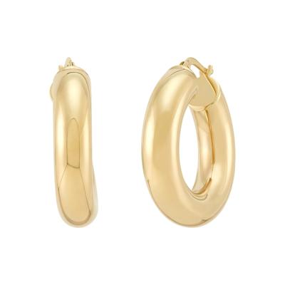 Round Tube Hoop Earrings in 14K Yellow Gold, 27MM