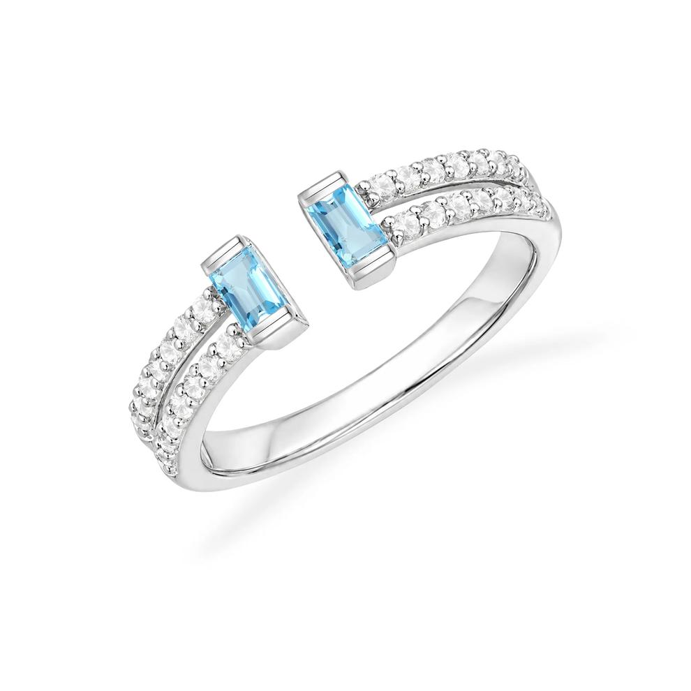 Blue Topaz &amp; Lab-Created White Sapphire Open Band in Sterling Silver – Image 8 of 8