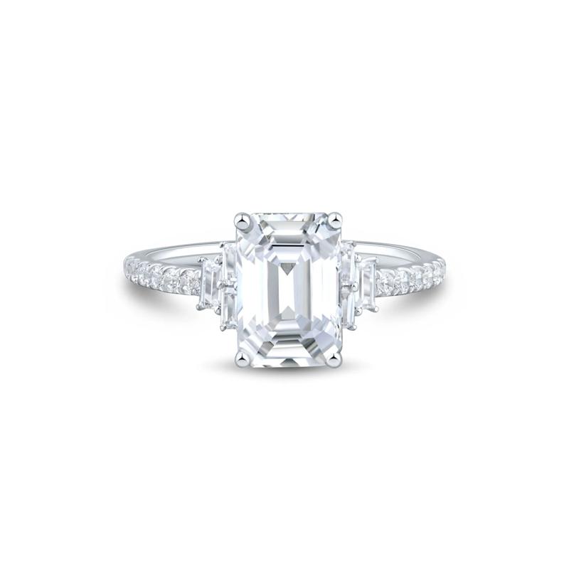Lab Grown Emerald-Cut Diamond Engagement Ring in 14K White Gold &#40;3 ct. tw.&#41; – Image 1 of 3