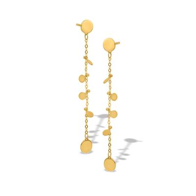 Disc Drop Earrings in 14K Yellow Gold