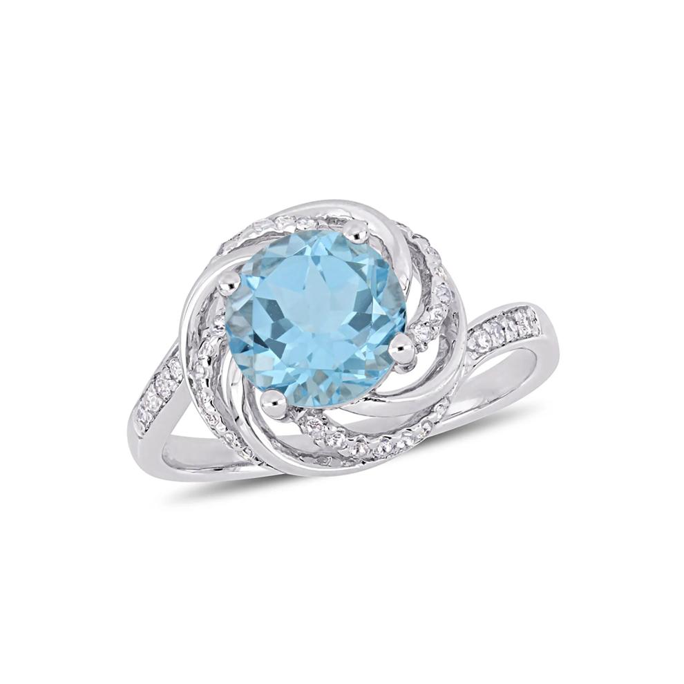 Blue &amp; White Topaz &amp; Diamond Ring in Sterling Silver – Image 4 of 5
