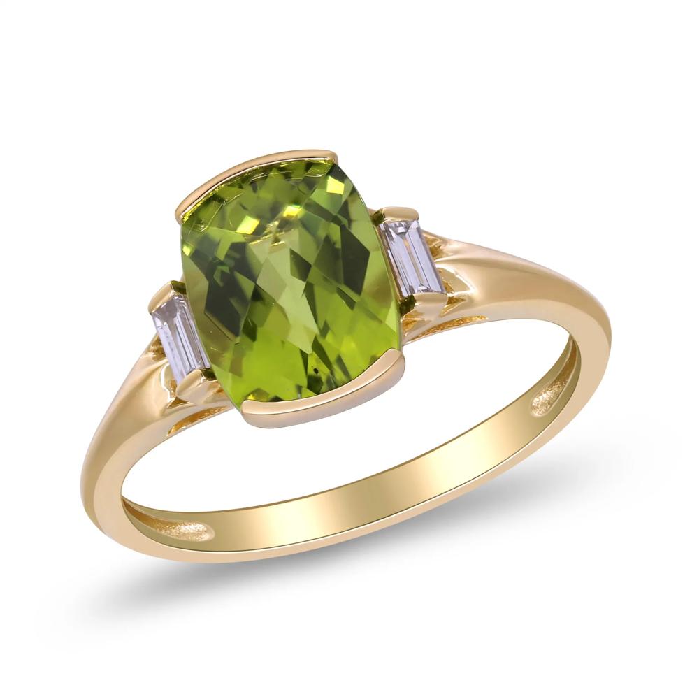 Peridot &amp; Diamond Ring in 10K Yellow Gold (1/10 ct. tw.) – Image 4 of 5