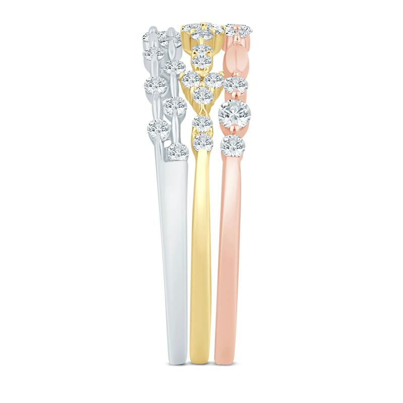 Diamond Three-Piece Stack Ring Set in 14K White, Yellow &amp; Rose Gold  &#40;1/2 ct. tw.&#41; – Image 3 of 3
