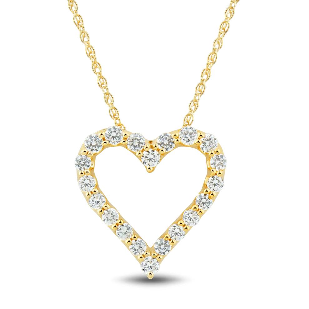 Lab Grown Diamond Heart Pendant in 14K Yellow Gold (3/4 ct. tw) – Image 1 of 4