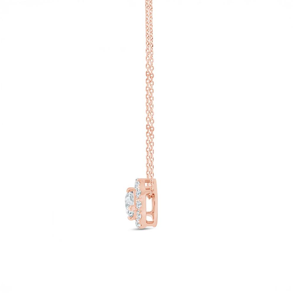Lab Grown Diamond Halo Pendant in 14K Rose Gold (1/2 ct. tw.) – Image 2 of 3