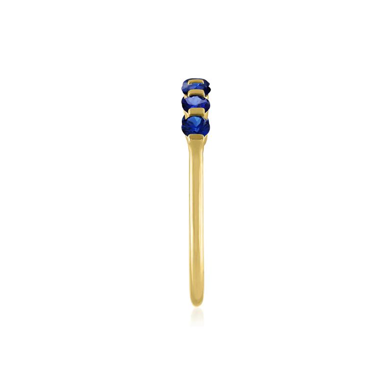 Lab-Created Blue Sapphire Shared-Prong Band in 10K Yellow Gold – Image 3 of 3