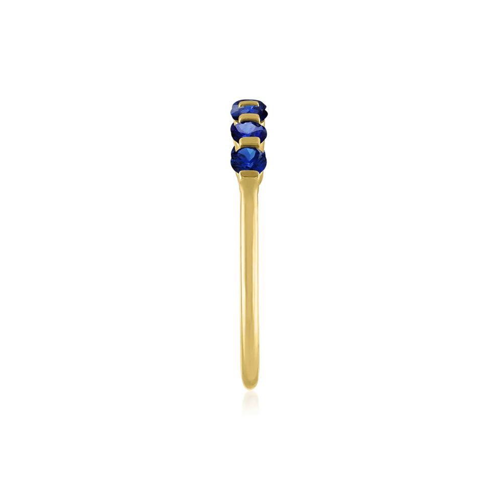 Lab-Created Blue Sapphire Shared-Prong Band in 10K Yellow Gold – Image 3 of 3