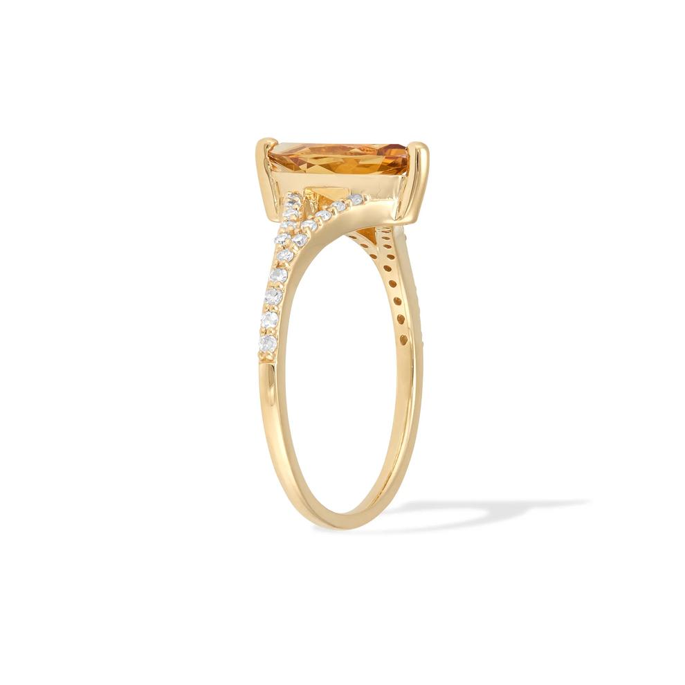 Marquise Citrine &amp; Diamond Split-Shank Ring in 10K Yellow Gold (1/7 ct. tw.) – Image 3 of 4