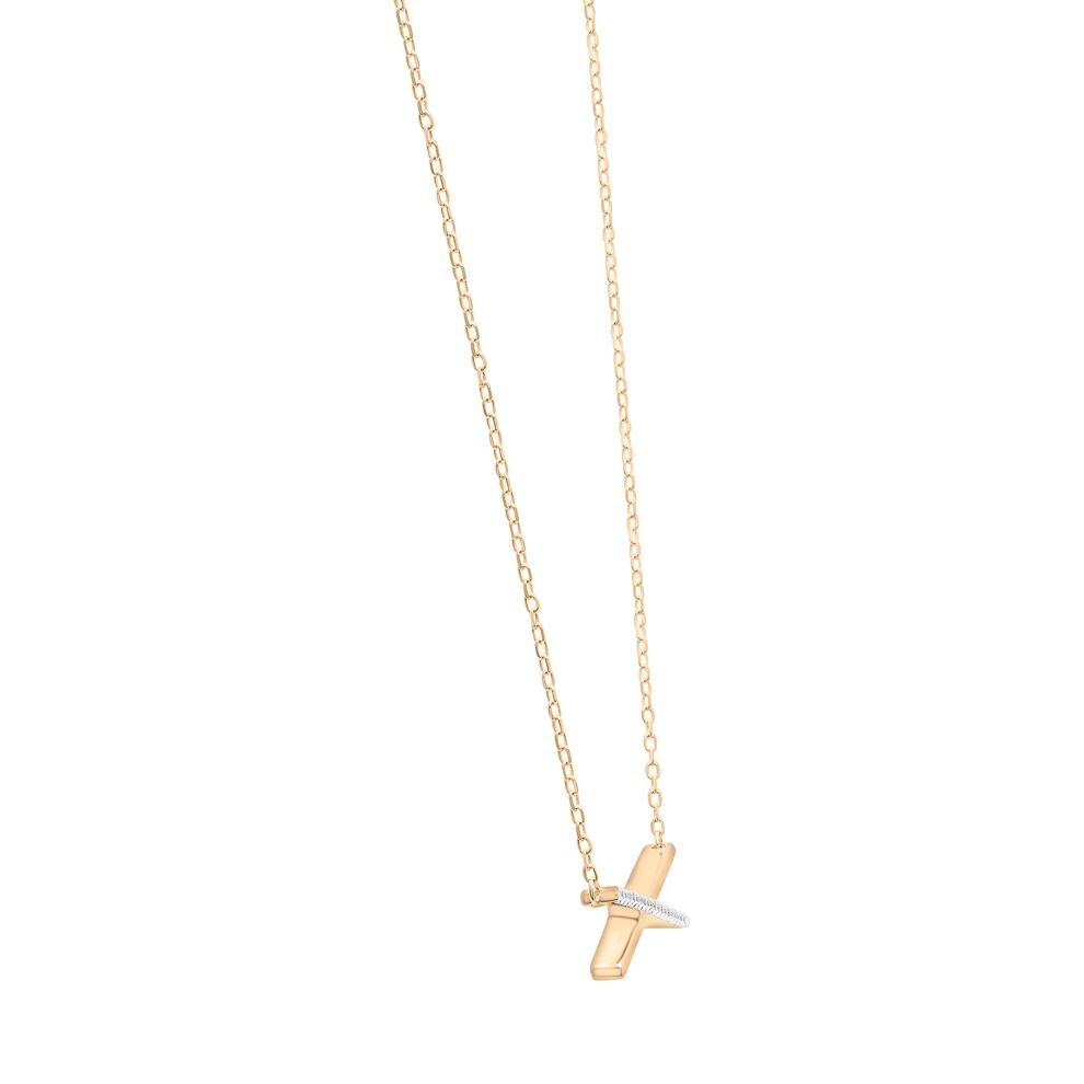 Diamond 'X' Necklace in 14K Yellow Gold (1/10 ct. tw.) – Image 3 of 6