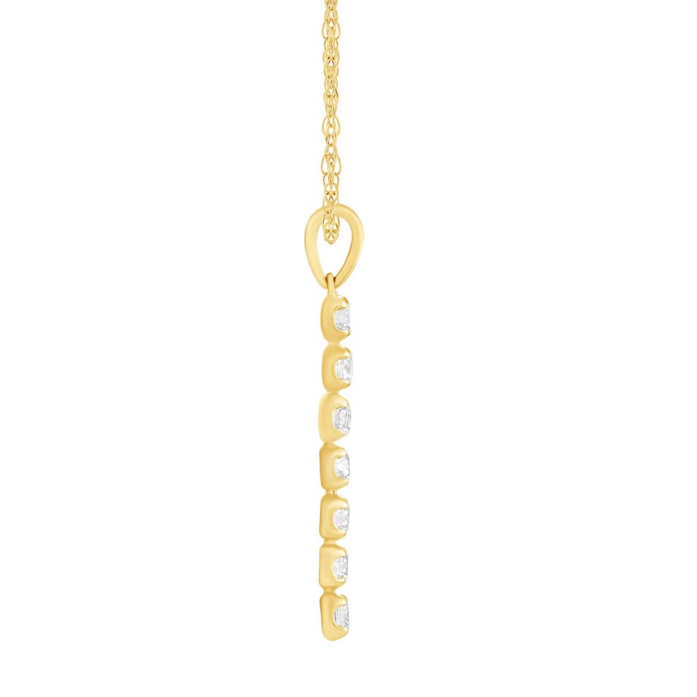 Diamond Bubble Cross Pendant Necklace in 10K Yellow Gold (1/2 ct. tw.) – Image 2 of 3
