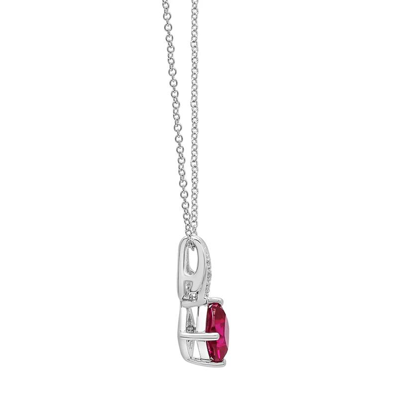 Lab Created Ruby &amp; Diamond Pendant &amp; Earring Boxed Set in Sterling Silver – Image 5 of 6