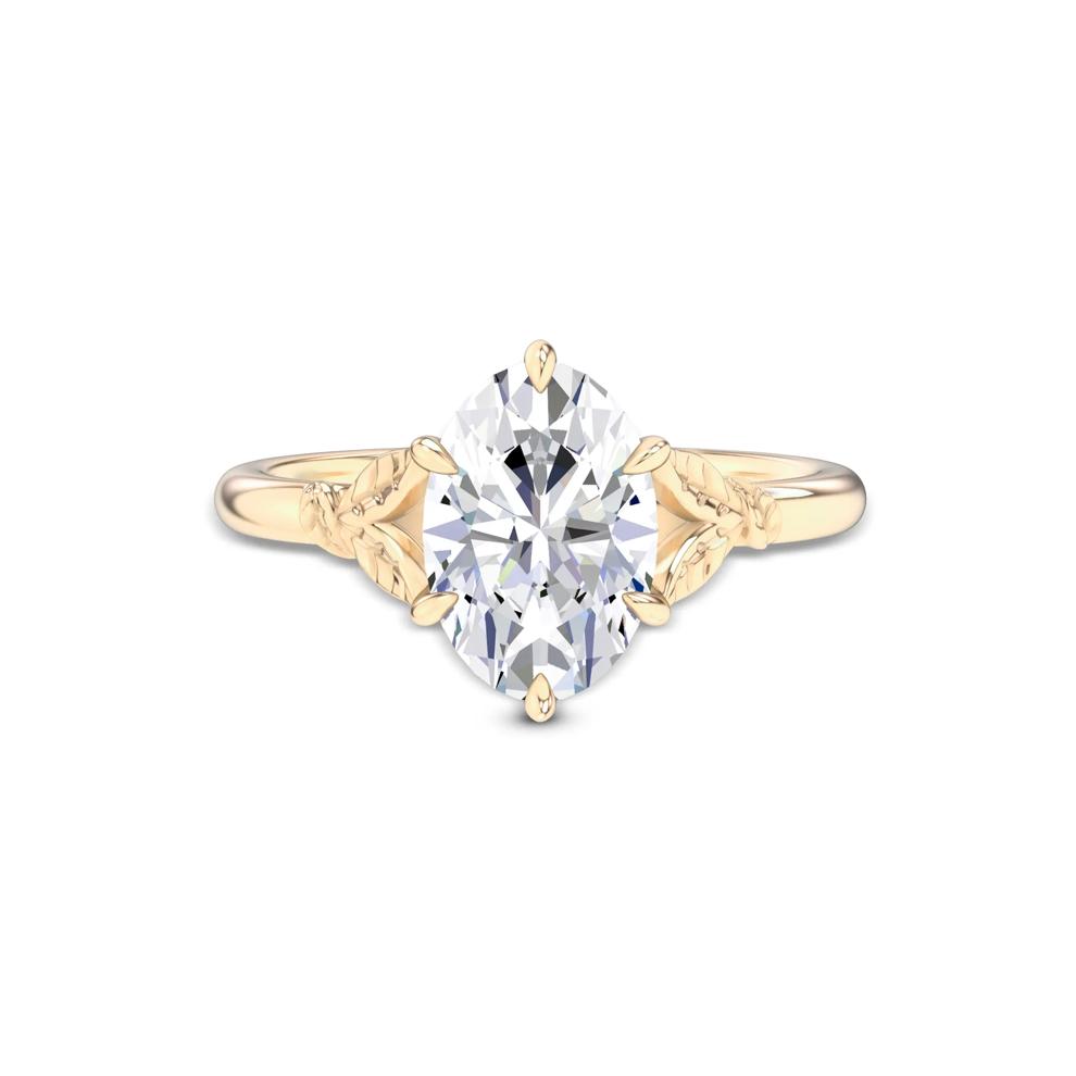 Lab Grown Diamond Etched Leaf Shank Engagement Ring in 14K Yellow Gold (2 ct. tw.) – Image 1 of 4