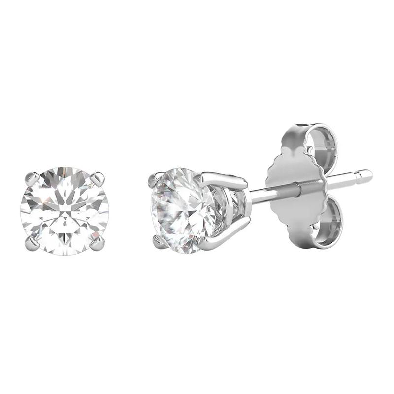 Diamond Round Stud Earrings in 18K White Gold – Image 1 of 1